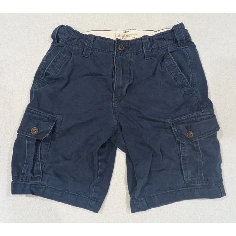 Abercrombie & Fitch Cargo Shorts Mens 28 Navy Blue Cotton Twill Pockets